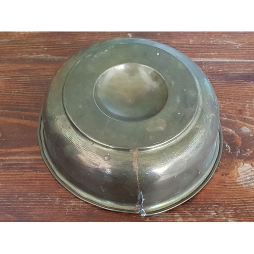 327 - Vintage Style Brass items; Decorative Bowl (H:6.5cm x Ø20cm), (A/F) and Miniature Bell (H:5cm)