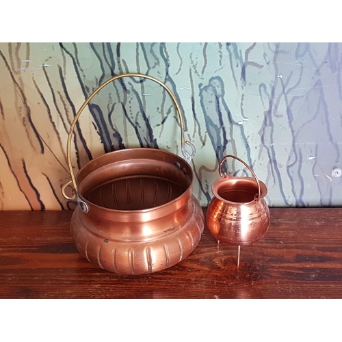 328 - Vintage Style Copper Pots (Ø14.5 x H:10.5cm and H:9.5cm x Ø7cm), (2)