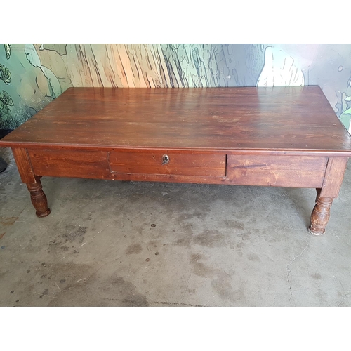 331 - Vintage Solid Wood Rectangular Coffee Table with Small Drawers (with Key), (A/F Needs Renovation), (... 