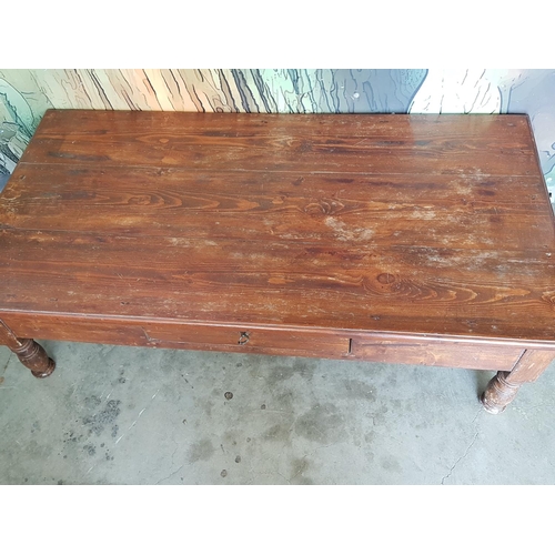 331 - Vintage Solid Wood Rectangular Coffee Table with Small Drawers (with Key), (A/F Needs Renovation), (... 