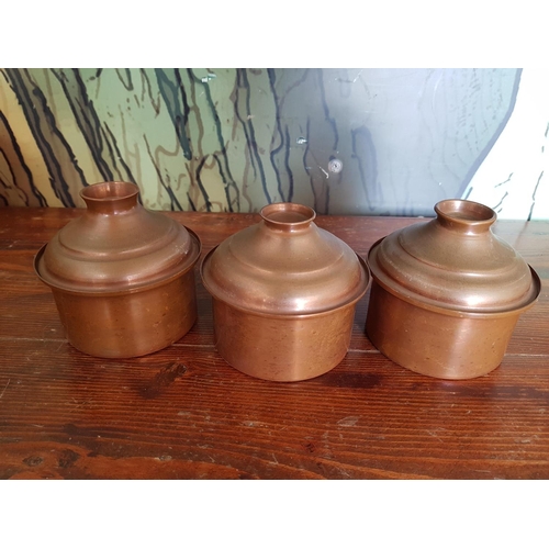 332 - Collection of Vintage Style Copper Pots (1 x Big; Ø17.5 x H:14.5cm) and 3 x Matching with Lids (Ø10.... 