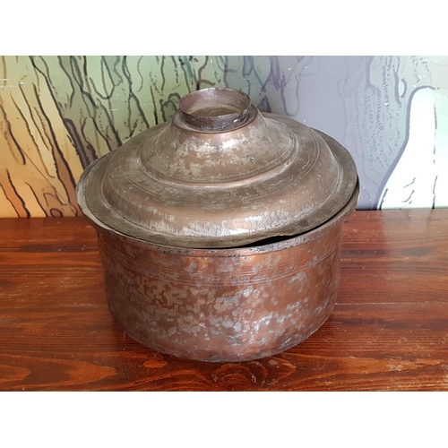 333 - Vintage (?) Copper Plain Cooking Pot with Lid (Approx H:25cm x Ø32cm)