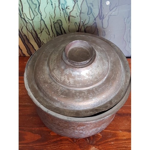 333 - Vintage (?) Copper Plain Cooking Pot with Lid (Approx H:25cm x Ø32cm)