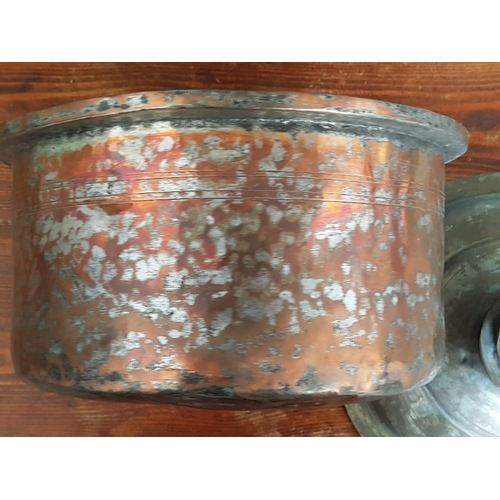 333 - Vintage (?) Copper Plain Cooking Pot with Lid (Approx H:25cm x Ø32cm)