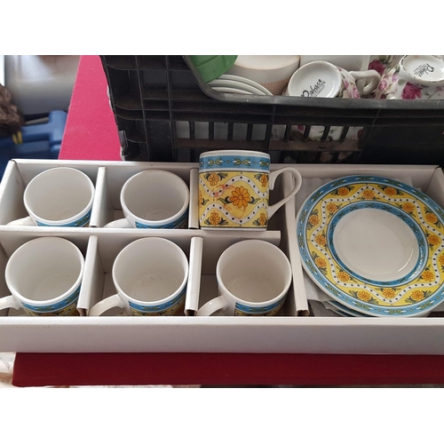 457 - Large Collection of Assorted Glass, Mugs Cups inc; Coffee Set in Original Box