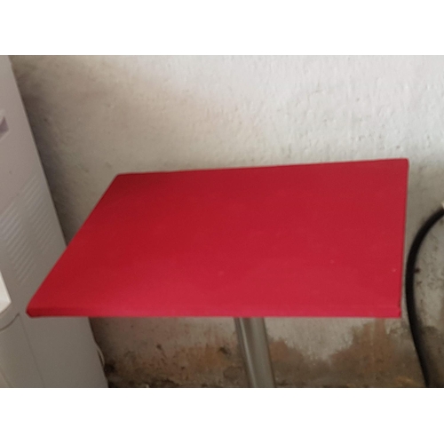 459 - Red Top (Fabric) Rectangular Coffee Shop Table on Stainless Steel Leg (58.5 x 45 x 68cm)