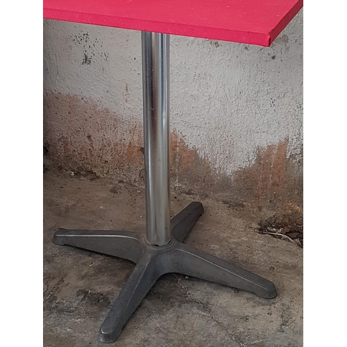 459 - Red Top (Fabric) Rectangular Coffee Shop Table on Stainless Steel Leg (58.5 x 45 x 68cm)