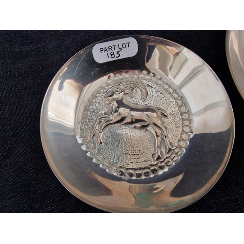 717 - 2 x Silver (.830) Round Dishes with Moufflon Design, (Appro. Total Weight: 78g, Largest Ø: 12cm), (2... 