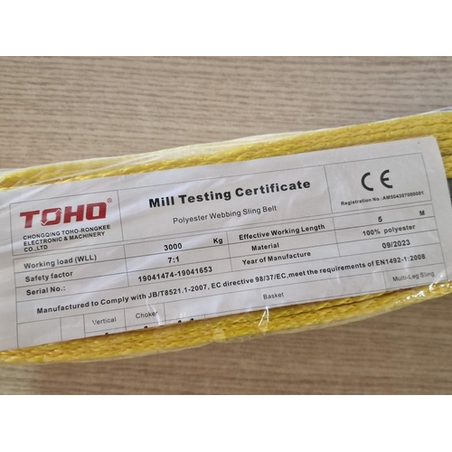 403 - Heavy Duty Cargo Strap / Toho Polyester Webbing Sling Belt (5m, 3000kg) in Packet