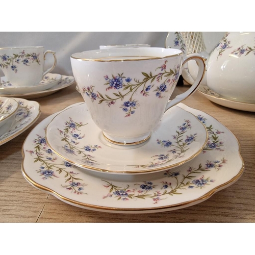 427 - Vintage Duchess 'Tranquility' Bone China Tea Set, Made in England; Tea Pot, Cake Plate, 5 x Tea Plat... 