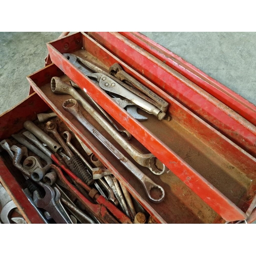 607 - Vintage Metal Cantilever Tool Box with Contents (see multiple catalogue photos)