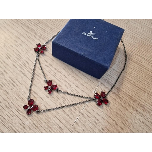 87 - Swarovski Crystal Necklace with Clusters of4 x Red Crystals, with Swarovski Box