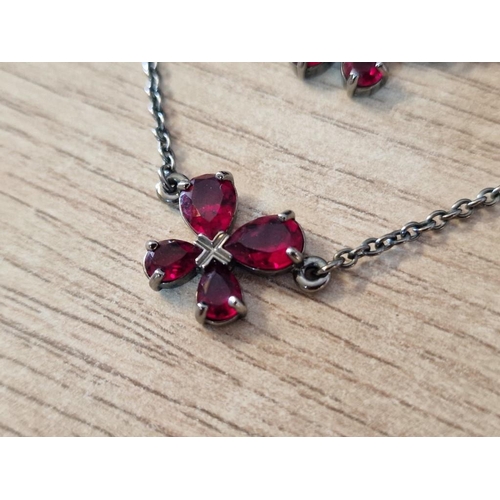 87 - Swarovski Crystal Necklace with Clusters of4 x Red Crystals, with Swarovski Box