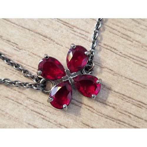 87 - Swarovski Crystal Necklace with Clusters of4 x Red Crystals, with Swarovski Box