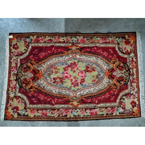 751 - Antique Hand Knotted Carpet, Believed to be Savonnerie (France), with Decorative Floral Medallion an... 