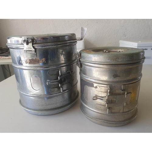 760 - Vintage medical Sterilizers (Small; Ø19.5 x H:18cm and Medium; Ø22cm x H:24cm) Medical Stainless Ste... 