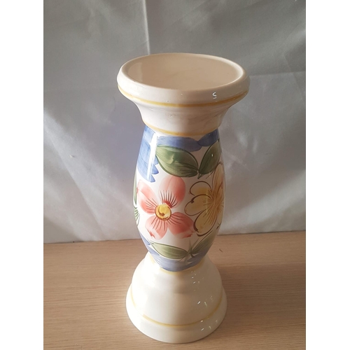 773 - Hand Made /  Hand Painted Ceramic Plant Stand with Floral Pattern (H: 40.5 x Ø16cm)