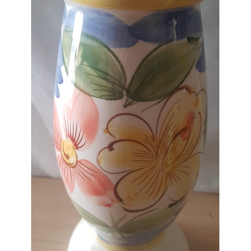 773 - Hand Made /  Hand Painted Ceramic Plant Stand with Floral Pattern (H: 40.5 x Ø16cm)