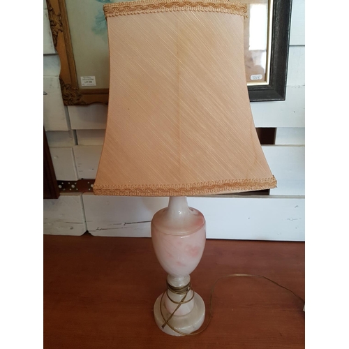 778 - 2 x Vintage Style Table Lamps with Alabaster and Marble Base and Lamp Shades (H:56cm each)