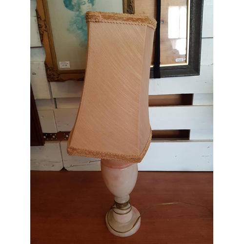 778 - 2 x Vintage Style Table Lamps with Alabaster and Marble Base and Lamp Shades (H:56cm each)