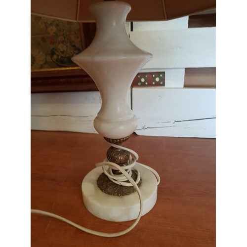 778 - 2 x Vintage Style Table Lamps with Alabaster and Marble Base and Lamp Shades (H:56cm each)