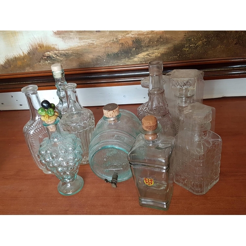 780 - Various Shape and Style Retro Cut Glass Decanter (9pcs)