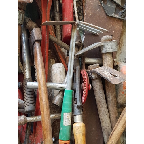 279 - Huge Collection of Assorted Tools inc; Hand Saw, Garden Tools, Folding Shovel, Axe Brace and Many Ot... 