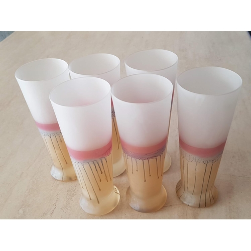 433 - Rueven Nouveau Art Set of 6 x Hand Painted Stain Glasses