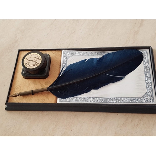 437 - Calligraphy Gift Set (Ink) Feather Pen, Decorative Envelopes with Writing Paper in Display Box