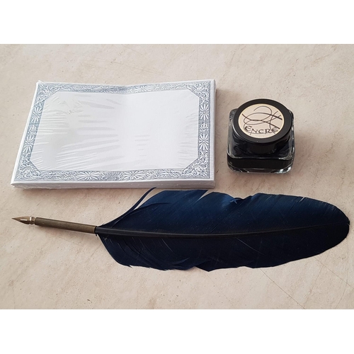 437 - Calligraphy Gift Set (Ink) Feather Pen, Decorative Envelopes with Writing Paper in Display Box