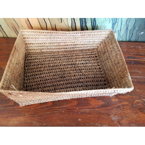 465 - Large Bamboo Magazine Rack Together with 3 x Different Wicker Baskets (Assorted, A/F), (4pcs)