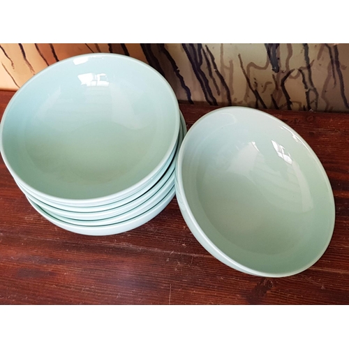 469 - Set of 5 x Ceramic Green Dinner Plates and 7 x Soup Bowls