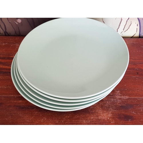 469 - Set of 5 x Ceramic Green Dinner Plates and 7 x Soup Bowls