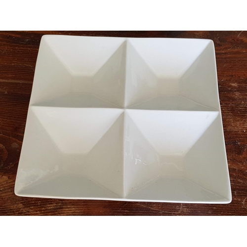 473 - Dip Snack Dishes, 2 x Square White Porcelain Dip / Snack Dishes (20 x 20cm and 24 x 24cm)