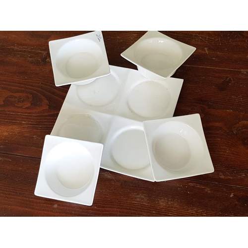 473 - Dip Snack Dishes, 2 x Square White Porcelain Dip / Snack Dishes (20 x 20cm and 24 x 24cm)