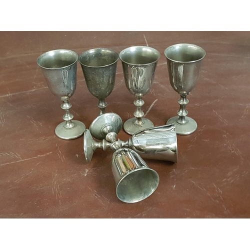 478 - Moroccan Style Tea Set White Metal, Tea Pot and Goblets (6x), (7pcs)