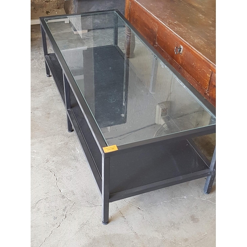 493 - Ikea Coffee Table / TV Bench Metal Glass Top (40 x 100 x 32.5cm)