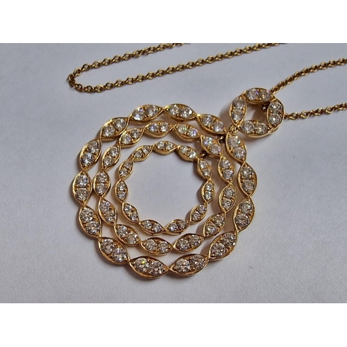 113B - 18ct Rose Gold & Diamond Pendant on 18ct Gold Necklace Chain; Beautiful & Timeless Design of 3 x Gra... 