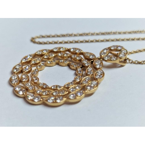 113B - 18ct Rose Gold & Diamond Pendant on 18ct Gold Necklace Chain; Beautiful & Timeless Design of 3 x Gra... 