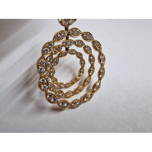 113B - 18ct Rose Gold & Diamond Pendant on 18ct Gold Necklace Chain; Beautiful & Timeless Design of 3 x Gra... 