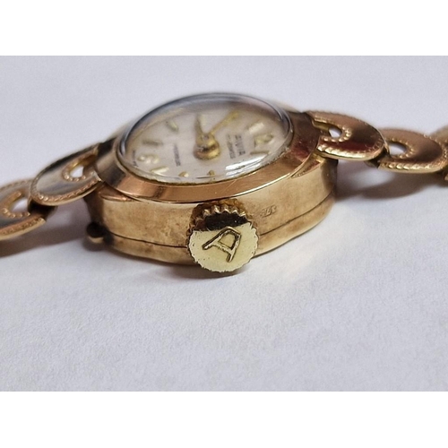 254A - Vintage 9ct Avia Ladies Cocktail / Dress Watch, Swiss Made, 17 Jewels Manual Wind Movement * Running... 