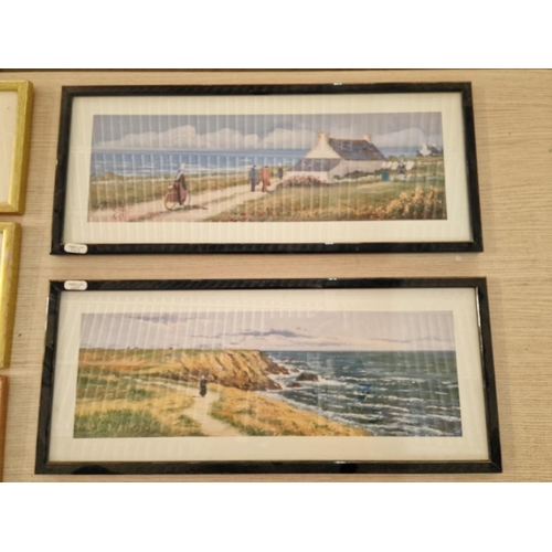 669 - Collection of Framed Signed Prints; 2 x William Dobbie Town & Country Scenes, 3 x R. W. Young, Beach... 