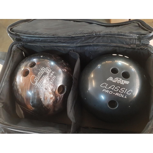 707 - Bowling Balls with Carrying Bag (Balls Columbia and AMF, Bag Brunswick)