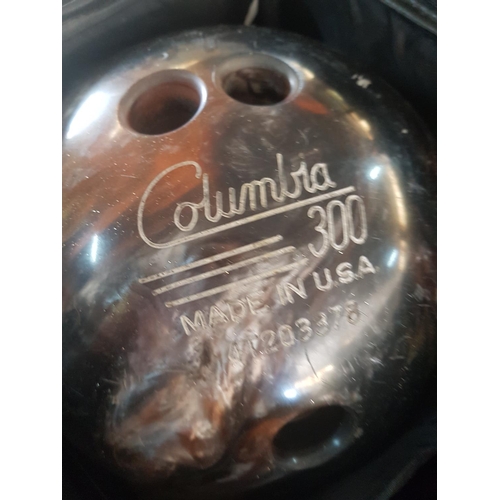 707 - Bowling Balls with Carrying Bag (Balls Columbia and AMF, Bag Brunswick)