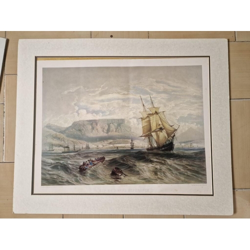 712 - Large Mounted Reprint Titled 'Cap De Bonne Esperance' by L Sabatier of Ship at Sea, Together with 'R... 