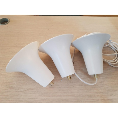 781 - 3 x Matching White Hanging Plastic Ceiling Lights (Un-Tested)