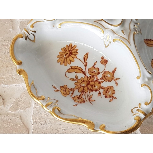 625 - JLMENAU Graf Von Henneberg (Germany) Gold Trim - Gold Floral Pattern Porcelain 3 - Sections Dish wit... 