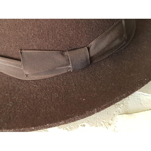 635 - Vintage, Circa 60's - 70's Men's Dark Chocolate Fleece Hat by 