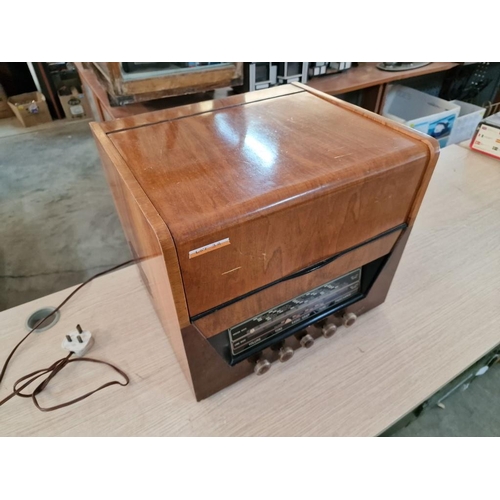 3A - Vintage G Marconi Radio and Turn Table in Wooden Case, (Model No. TRG 39A), (Basic Test and Radio Wo... 