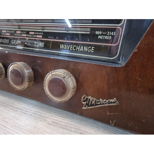 3A - Vintage G Marconi Radio and Turn Table in Wooden Case, (Model No. TRG 39A), (Basic Test and Radio Wo... 